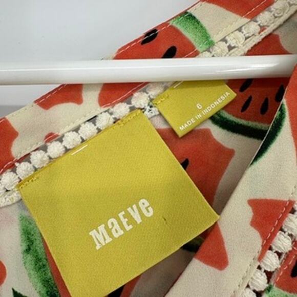 Anthropologie Maeve Blouse Womens 6 Watermelon Picnic Summer Preppy Lightweight - Picture 8 of 11